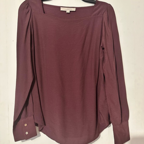 LOFT Red Long Sleeve Relaxed Blouse - Picture 1 of 3